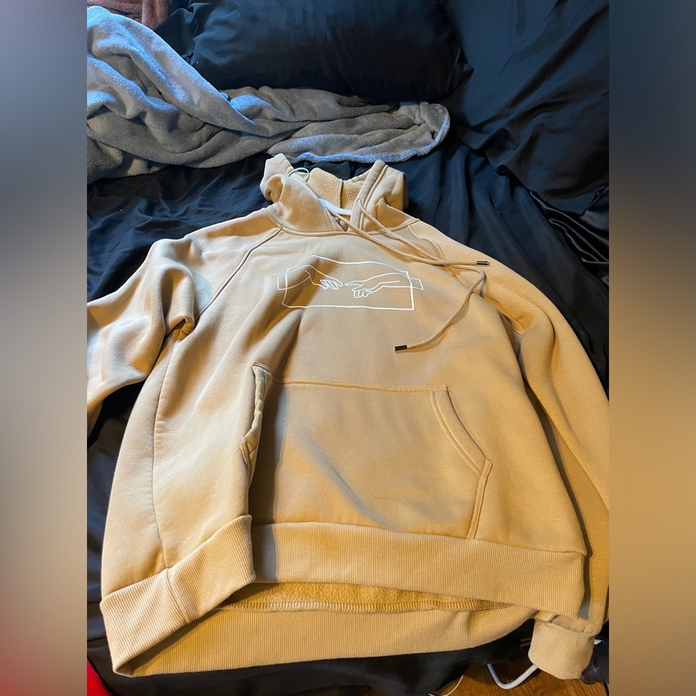 size large tan colored hoodie